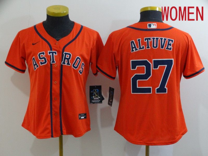 Women Houston Astros #27 Altuve Orange Nike Game MLB Jerseys->houston astros->MLB Jersey